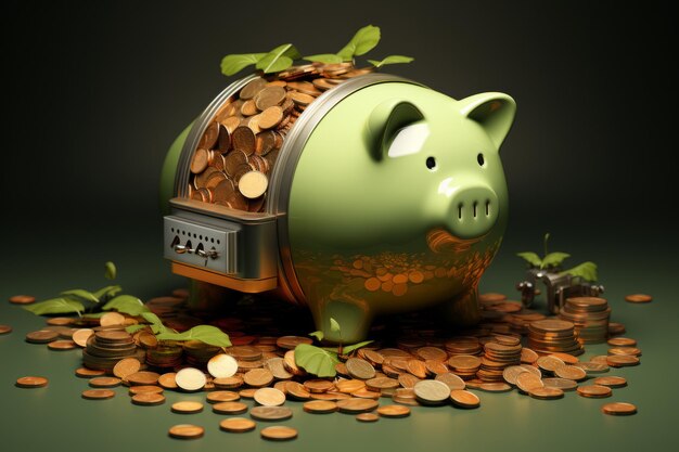 Zdjęcie Świnia z otworem zarówno dla monet, jak i banknotów, umożliwiającym różne metody oszczędzania generatywna sztuczna inteligencja