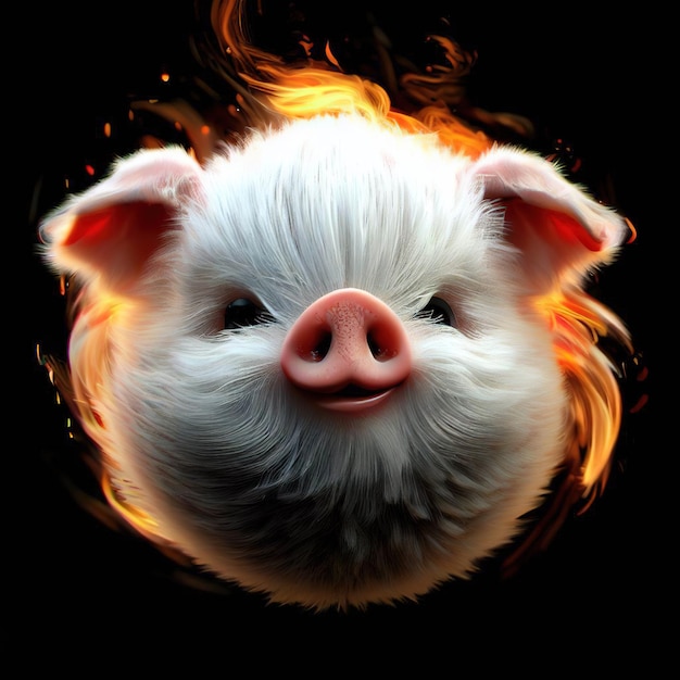 Zdjęcie Świnia z płomieniem na twarzy
