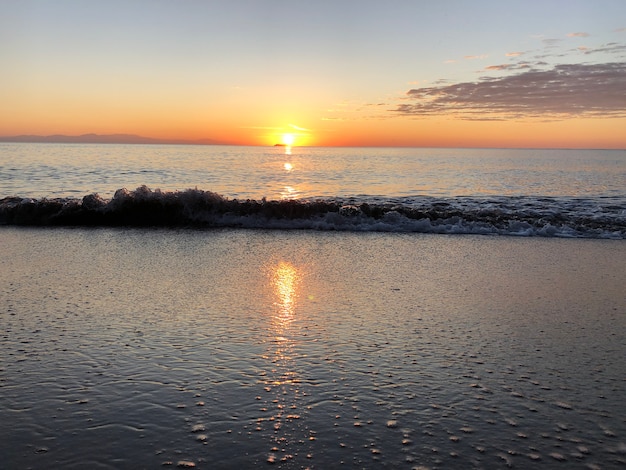 Świt Nad Morzem, Piaszczysta Plaża Rodos, Grecja