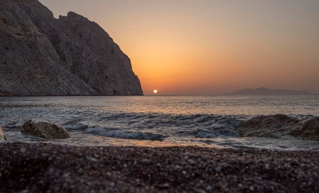 Świt Santorini Kolor Nieba Morze Chmury Zachód Słońca Ocean Plaża