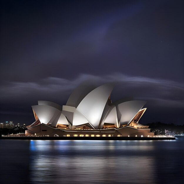 Zdjęcie sydney harbour opera house w nocy