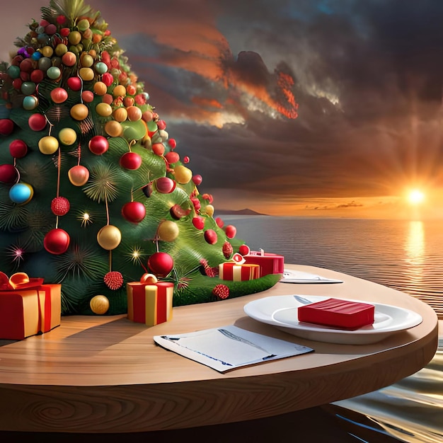 Sylwester, wspólne Święta Bożego Narodzenia, dzwonki na drzewie, śnieg i jedzenie