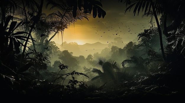 Sylwetka dżungli w tropikach