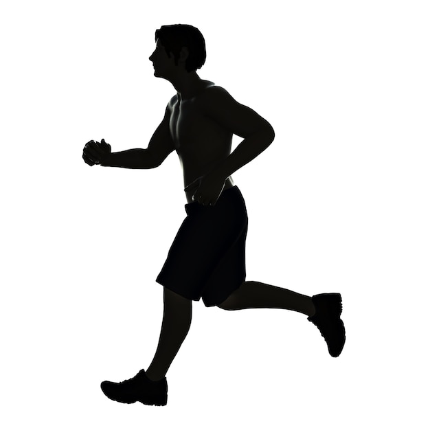 Zdjęcie sylwetka mężczyzny biegającego lub męskiego biegacza