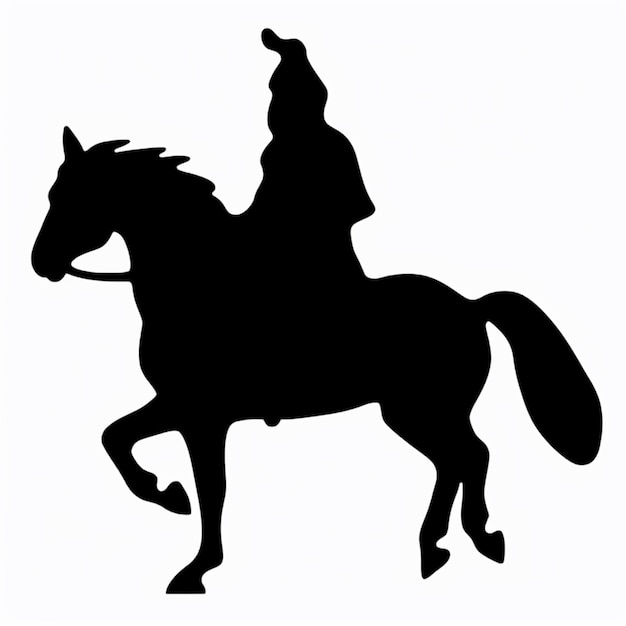 sylwetka mężczyzny jeźdzącego na koniu z kapeluszem na generatywnym ai