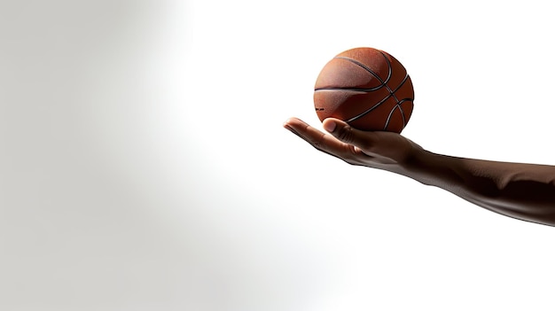 Sylwetka piłki do koszykówki trzymanej ręcznie na białym tle