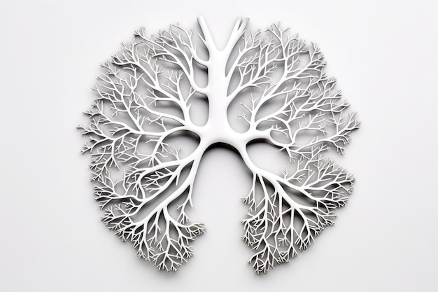 Sylwetka płuc i drzew na białym tle Zanieczyszczenie powietrza szkodzi naturze Zapalenie płuc i oskrzeli