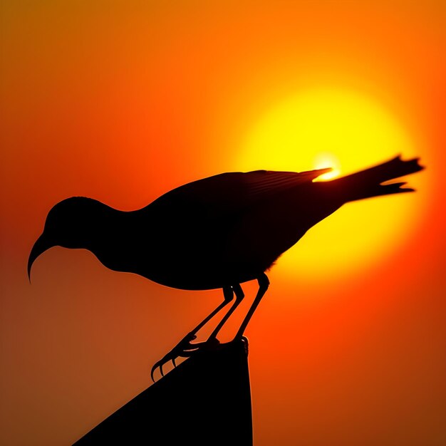 Zdjęcie sylwetka ptaka w słońcu