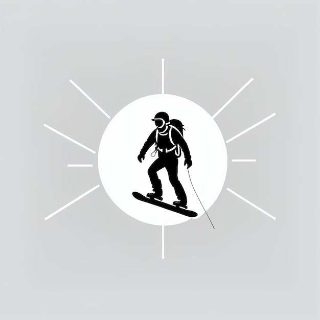 Zdjęcie sylwetka snowboarda na tle sylwetka narciarza na tle góry