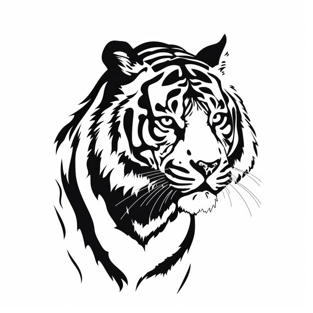Zdjęcie sylwetka tygrysa w czerni i bieli