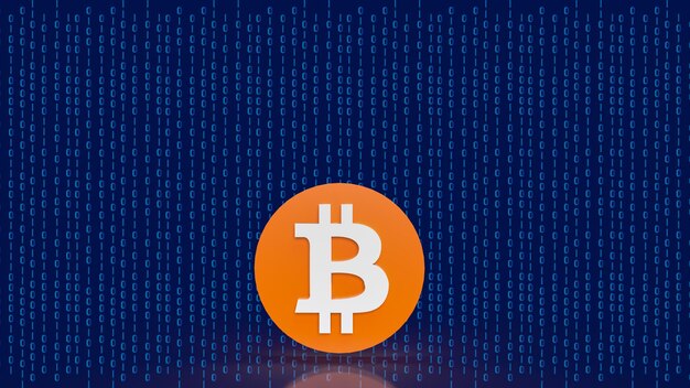 Symbol bitcoin na cyfrowym tle dla koncepcji biznesowej renderowania 3d