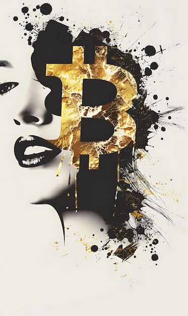 Symbol Bitcoin zintegrowany w fascynującą modę Illustra Ilustracja kryptowaluta Backgroundt