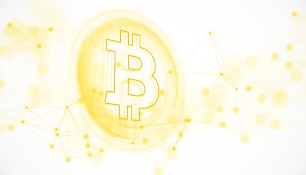Symbol Bitcoina z siecią węzłów na białym tle Rendering 3D