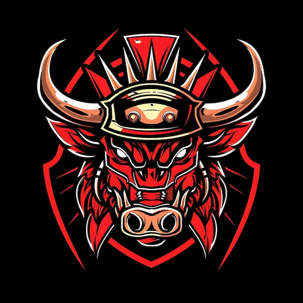 symbol byka z rogami i czerwonym tłem