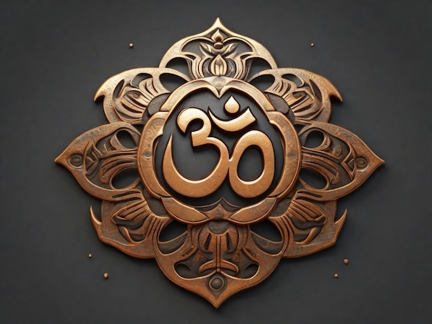 Symbol Diwali Om z mandalą Okrągły złoty wzór na czarnym tle Ręcznie narysowany ozdobny indyjski pa