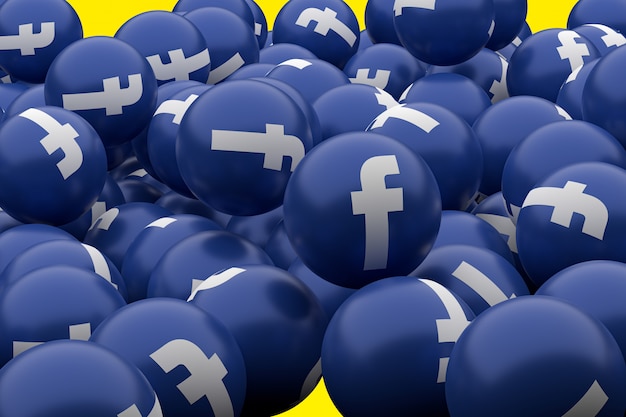 Symbol Emoji Na Facebooku Renderowania 3d, Symbol Balon Mediów Społecznościowych