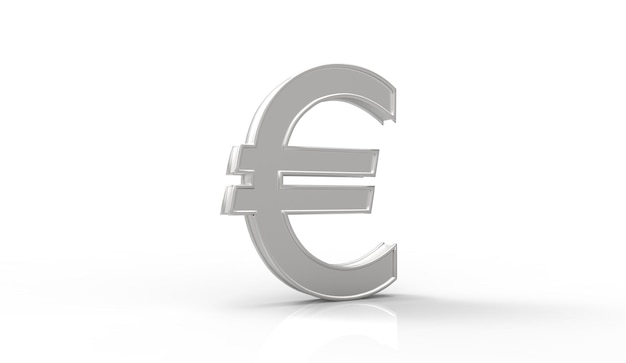 Symbol euro - ilustracja 3D w kolorze srebrnym