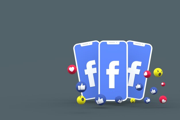 Symbol Facebooka Na Ekranie Smartfona Lub Telefonu Komórkowego I Reakcje Facebooka Renderowania 3d