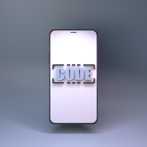 Zdjęcie symbol kodu na telefonie komórkowym koncepcja programowania renderowania 3d