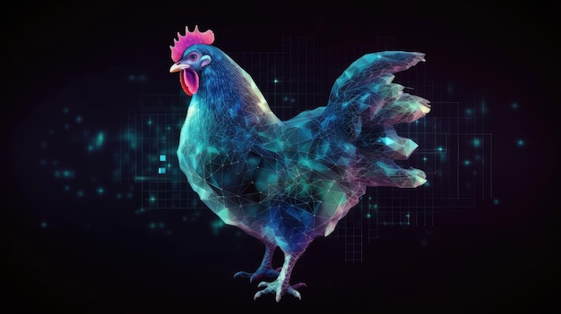 Symbol kurczaka na cyfrowym tle Koncepcja rynku finansów i biznesu