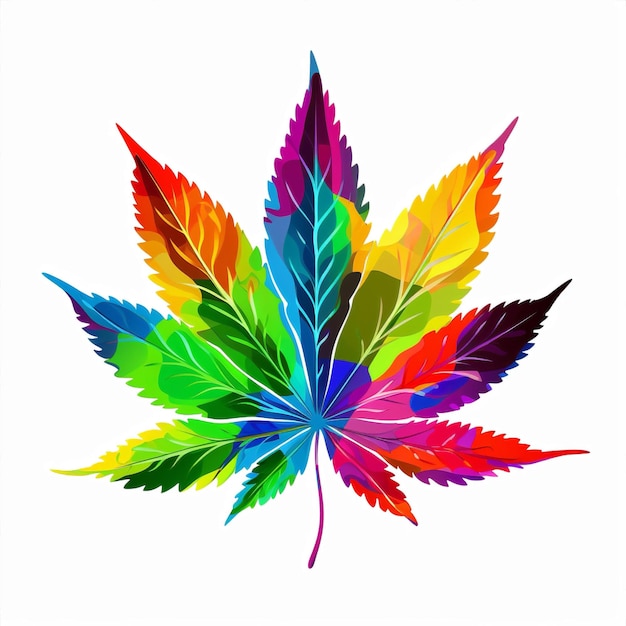 Symbol liści medycznej marihuany zioło haszysz roślina chwast ilustracja kolorowe konopie indyjskie natura konopie
