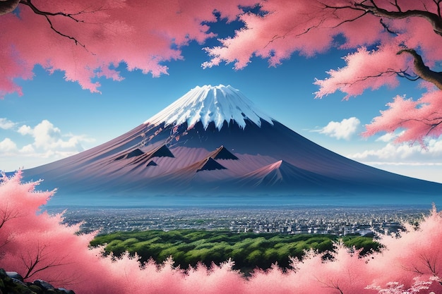 Zdjęcie symbol narodowy japonii zwiedzanie góry fuji reprezentatywny punkt orientacyjny piękna góra