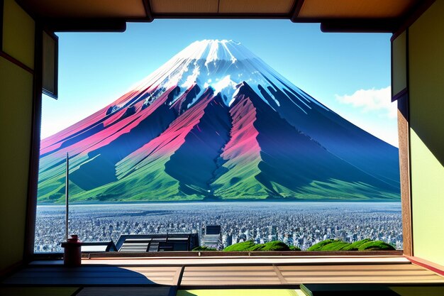 Zdjęcie symbol narodowy japonii zwiedzanie góry fuji reprezentatywny punkt orientacyjny piękna góra
