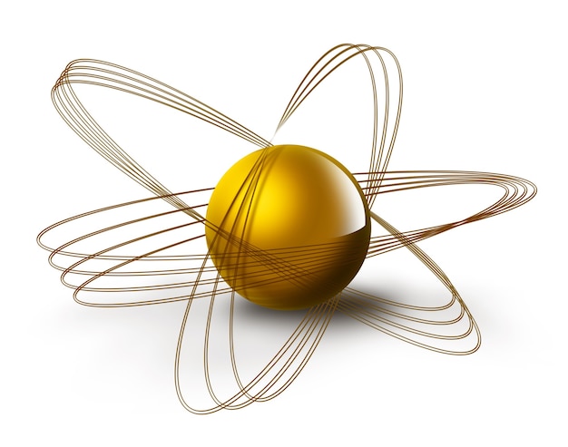 Zdjęcie symbol nauki z abstrakcyjnym atomem na białym tle