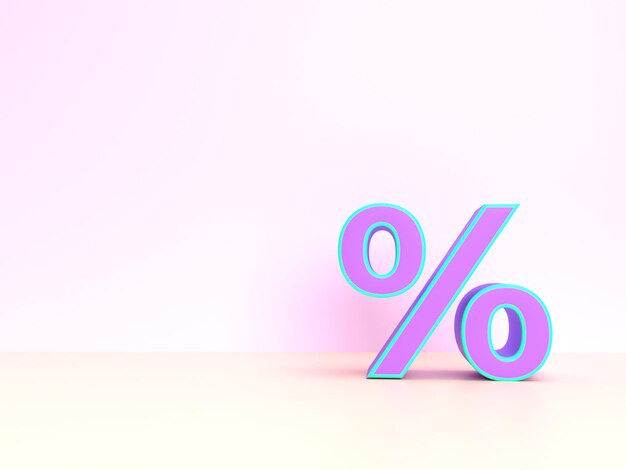 Symbol procentu na różowym tle studio Renderowanie 3D