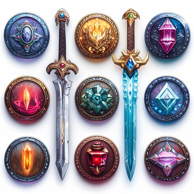 Zdjęcie symbol średniowiecznej wojny fantasy blade icons