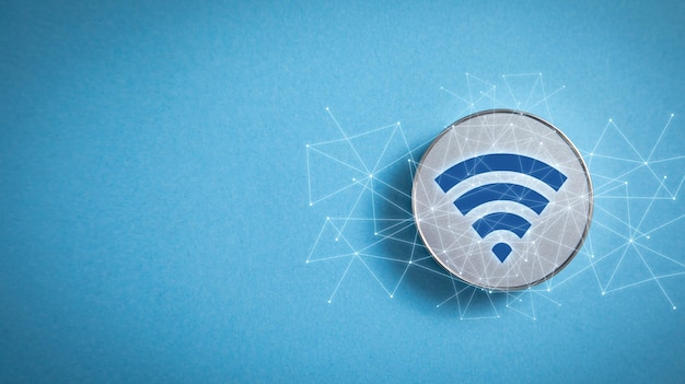 Symbol technologii bezprzewodowej Symbol WiFi z połączeniem sieciowym