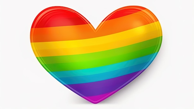 Symbol tęczy kształt serca LGBT Love na białym tle Tęcza dumy gejowskiej symboliczne w kształcie serca