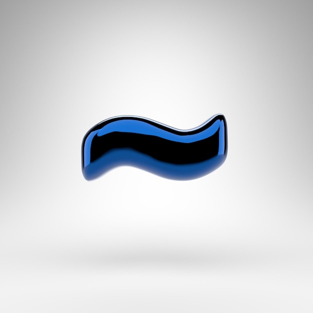 Zdjęcie symbol tyldy na białym tle. niebieski chrom 3d wytopione znak z błyszczącą powierzchnią.