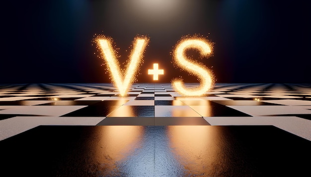 Symbol Versus świeci na szachownicy
