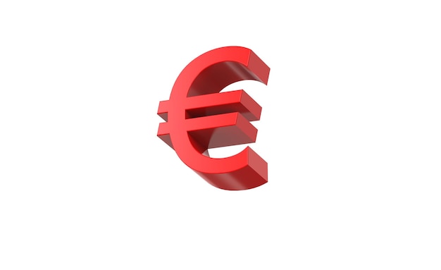 Symbol waluty euro Unii Europejskiej w czerwonym renderowaniu 3d ilustracja 3d