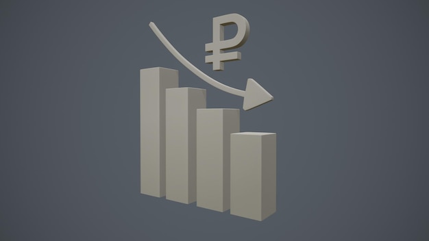 Zdjęcie symbol waluty rosyjskiego rubla 3drendering