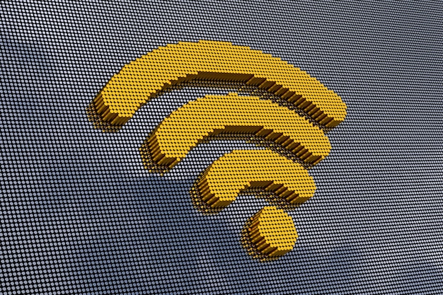 Symbol Wifi Stylu Pixel Art. Renderowanie 3d