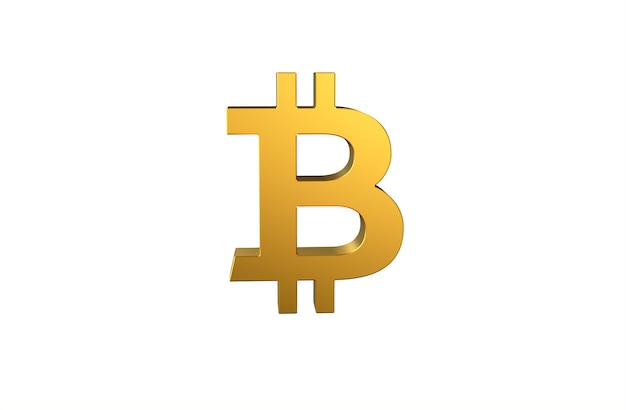 Symbol zdecentralizowanej waluty Bitcoin 3d