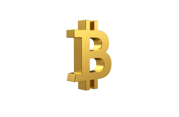 Symbol zdecentralizowanej waluty Bitcoin 3d