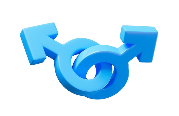Symbole płci gejowskiej Para mężczyzn jako symbol homoseksualizmu na białym tle renderowania 3d