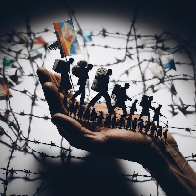 Symboliczny Dzień Międzynarodowych Migrantów i prawa człowieka projekt obrazu dla postów w mediach społecznościowych
