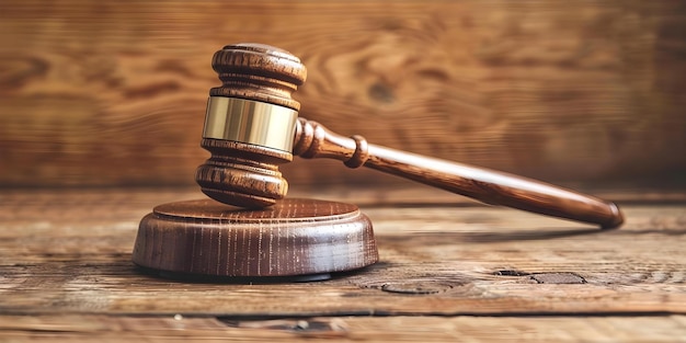 Zdjęcie symbolizowanie prawa i sądu zdjęcie z bliska drewnianego młotka na blokie dźwiękowym pojęcie prawa sąd drewniany młotek zdjęcie zblisko blok dźwiękowy