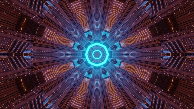 Symetryczna ilustracja tunelu neonowego