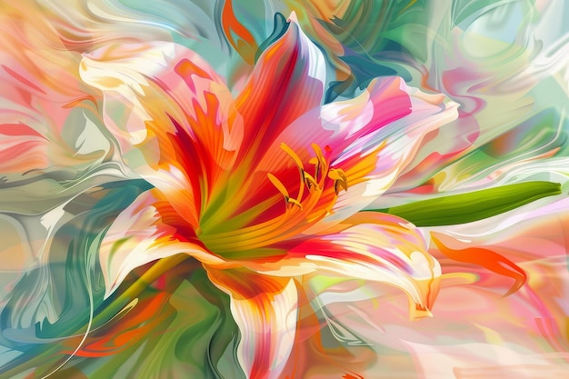 Symfonia wiosny abstrakcyjna ilustracja lilii wielkanocnej podkreślająca delikatny taniec form