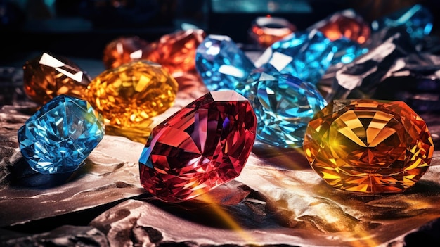 Syntetyczne diamenty zaawansowana technologia innowacyjne produkcja kamieni szlachetnych wyhodowane w laboratorium biżuteria zrównoważony luksus stworzony za pomocą generatywnej technologii sztucznej inteligencji