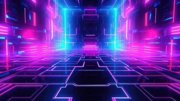 Synthwave 80s 90s neonowe tło Blue Purple Retro cyberpunk ilustracja Instagram format społeczny