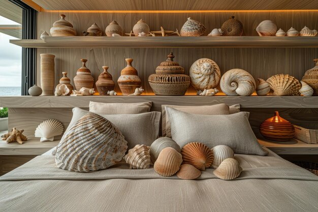 Zdjęcie sypialnia zaprojektowana w motywie plaży dekoracja wnętrza inspiracja pomysły