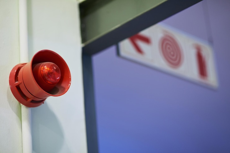 Zdjęcie syrena alarmowa ujęcie głośnika syreny na ścianie