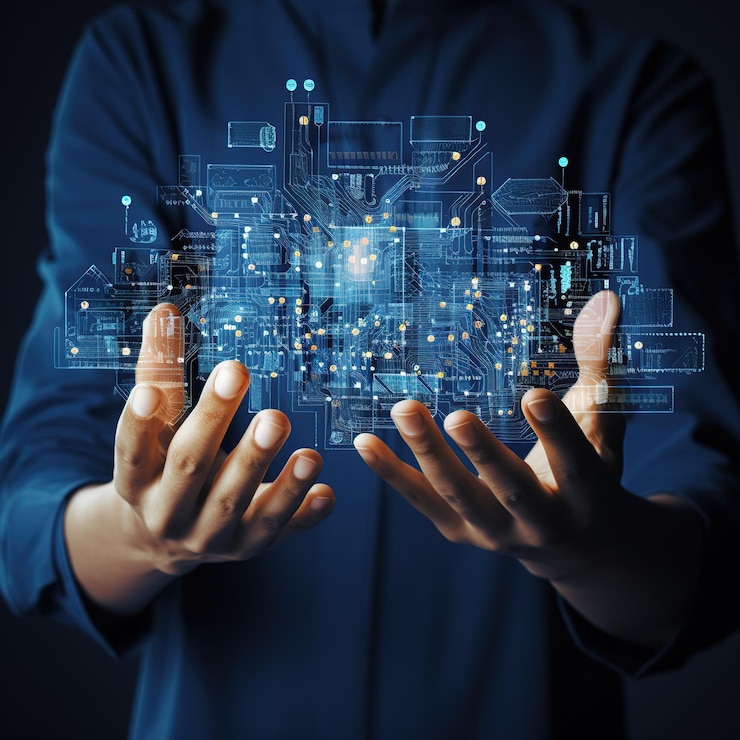 Zdjęcie system i technologia bezproblemowej integracji danych hand holding