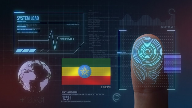 System identyfikacji biometrycznej skanowania odcisków palców. Narodowość Etiopii